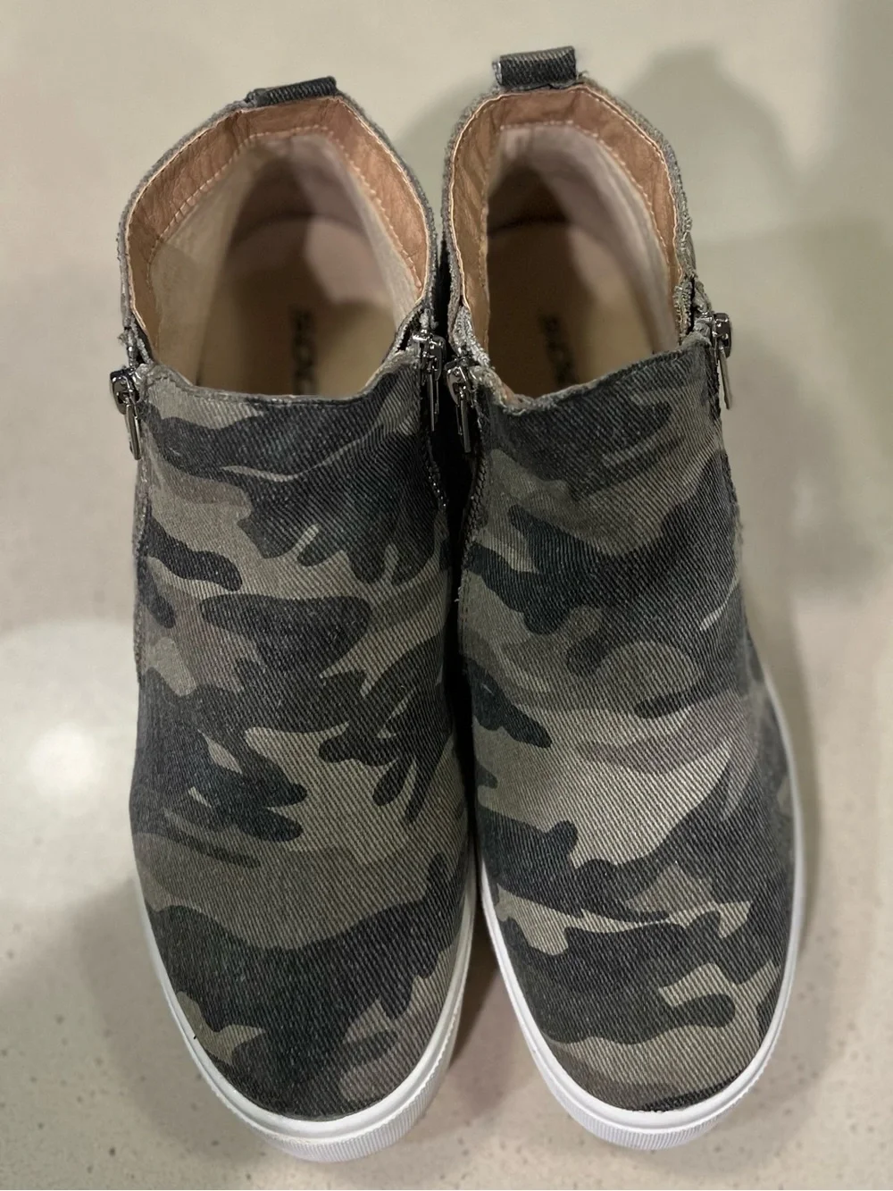Soda Camouflage Zip-Front Wedge Sneakers - Womens Size 9